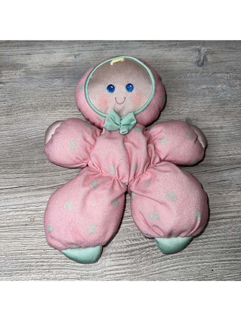 1989 Fisher Price Pink Slumber Babies Bunny 1364 Doll Plush Vintage Lovey